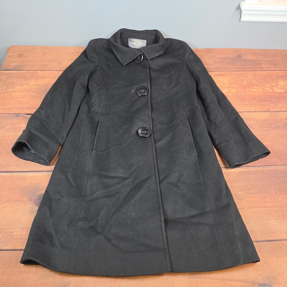 Dominic Bellissimo Wool Coat Womens 4 Black Excellent Loro Piana Italian Fabric